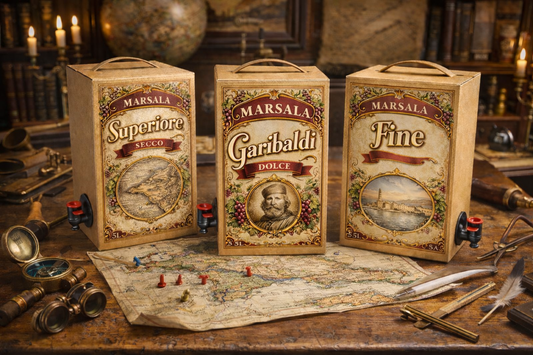 Tris degustazione Vini Marsala DOC in Bag in Box da 5 Litri: Fine, Superiore Secco e Garibaldi Dolce